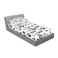 thumbnail image 2 of Ambesonne Geometric Fitted Sheet & Pillow Sham Set, Minimalist Rounds, Twinxl, Black White, 2 of 2