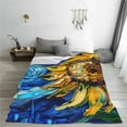 thumbnail image 5 of Honeii vintage Starry Sunflower Print Fleece Blanket - Throw Blanket for Bed, Sofa, Couch, Camping, and Travel , Microplush Ultra Soft Warm Blanket-60"x50", 5 of 7