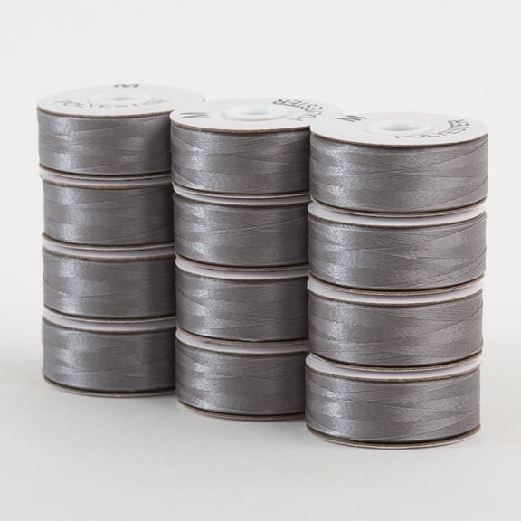 SuperBobs Polyester M-Style Bobbin 12 Pack Gray