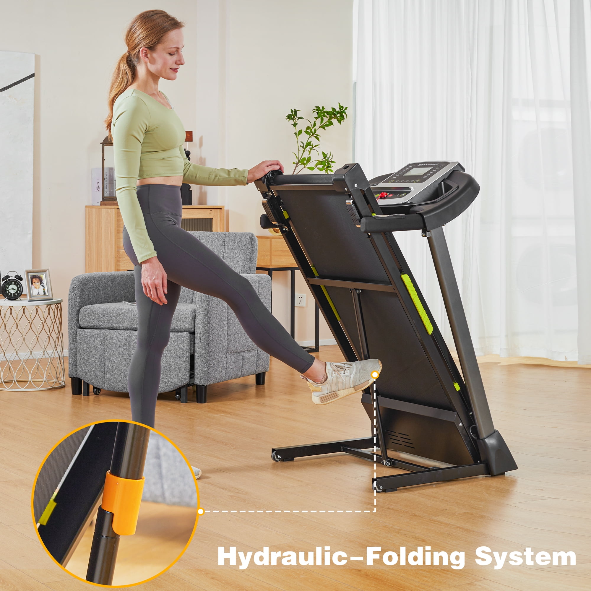 FYC 3.5HP Treadmill 330 LBS Capacity, Portable Electric for Home Running Walking Jogging, 12 Programs