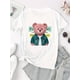 thumbnail image 2 of Creative Pink Bear Pattern Printed Women'S Fashion Trendy Round Neck Short Sleeve, Simple Casual Sports T-Shirt, Comfortable Summer Top for Holidays., 2 of 6