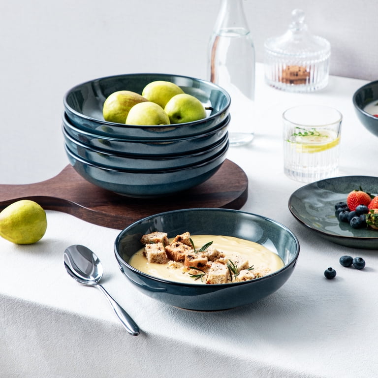 Vancasso Pasta Bowls Set of 6, 38 oz Porcelain, Green photo 8