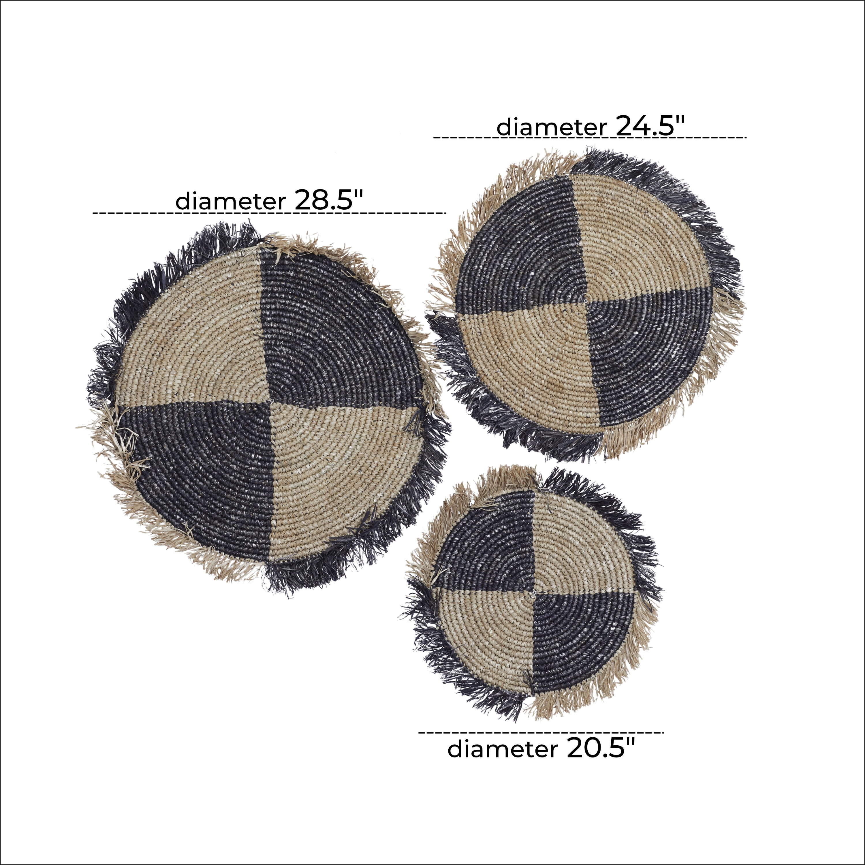 DecMode Brown Rattan Boho Style Wall Decor, Set of 3