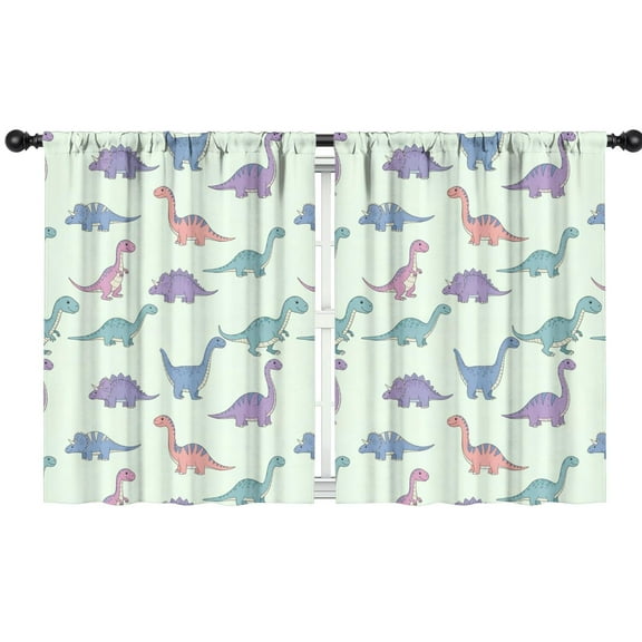 Blackout Kids Curtains,Colorful Dinosaur Assortment Pattern Childrens Insulated Curtains Set Of 2,Bedroom Essentials,Toddler Room Decor 42"x54"