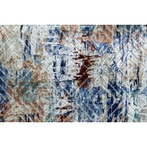 Fabric Mart Direct Artistic Velvet Fabric By The Yard, 9 Continuous Yards Ivory & Blue & Green Printed Velvet Fabric, Upholstery Fabric for Curtain/Drapery/Couch/Sofa