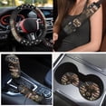 thumbnail image 3 of Yuyamidu Highland Cow Car Seat Cover Set of 15 American Flag Car Floor Mats Steering Wheel Cover Seat Belt Covers Daisy Handbrake Cover Set Coasters Auto Interior Accessories, 3 of 6