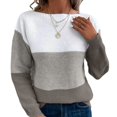 thumbnail image 2 of Yokua Women's Striped Sweater Boat Neck Colorblock Knitted Sweater Casual Long Sleeve Pullover Fashion Sweater Top, 2 of 7