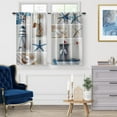 thumbnail image 2 of Ocean Beach Kitchen Curtains - Shells Pearls Conch Lighthouse Wishing Fishing Boats Print Decor Home Bedroom Living Room Rod Pocket Window Drapes 2 Panels Set, 56"x36", 2 of 5