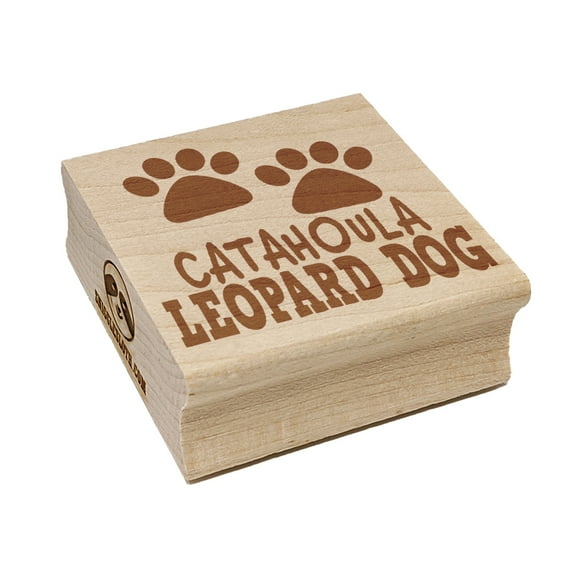Catahoula Leopard Dog Paw Prints Fun Text Square Rubber Stamp Stamping Scrapbooking Crafting - Medium 1.75in