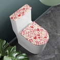 thumbnail image 2 of HELLHERO Heart Pattern Toilet Seat Lid Cover Set Holiday Dressing Set of 2 Easy to Clean Stretch Toilet Bowl Cover Elastic Edge, 2 of 8