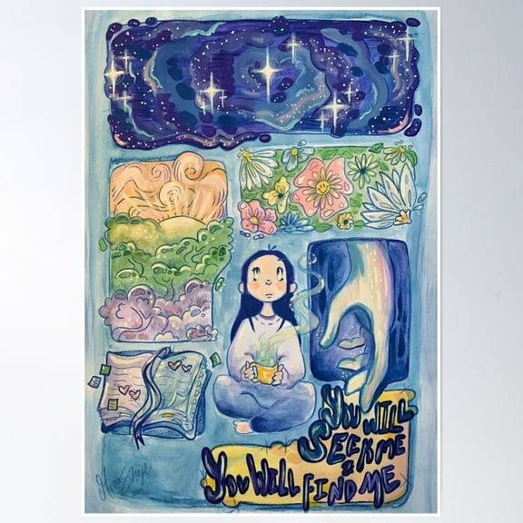 You Will Seek Me & You Will Find Me Poster Wall Art, Modern Wall Decor, 8x12 UNFRAMED