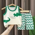 thumbnail image 2 of CAUYDY Toddler Baby 2-7T Little Boy Summer Pajamas Set Casual Wear for Baby Boys 2Pcs Adorable Print Sleeveless Shirt + Elastic Shorts 9-18M Kids Sleepwear (Sizes 3-6 Months,L4-Green), 2 of 4