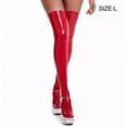 thumbnail image 5 of Linyer Women Sexy Stocking Girl Nightclub Party Banquet Cosplay Glossy Thigh High Sock Over Knee Socks Solid Color Underwear Hosiery Red L, 5 of 5