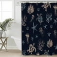 thumbnail image 2 of Hokiten Shower Curtain, Navy Blue Coastal Fabric Shower Curtains for Bathroom, Nautical Summer Beach Sea Turtle Starfish Bath Curtain Waterproof Bathtub Curtains with 12 Hooks, 48" x 72", 2 of 7
