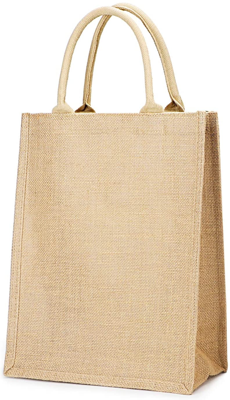 Printed jute bags medium small reusable shopping bag lunch bag gift bag 