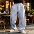 thumbnail image 3 of Men's Fleece Baggy Sweatpants Drawstring Elastic Waist Wide Leg Casual Sweat Pants with Pockets, 3 of 3