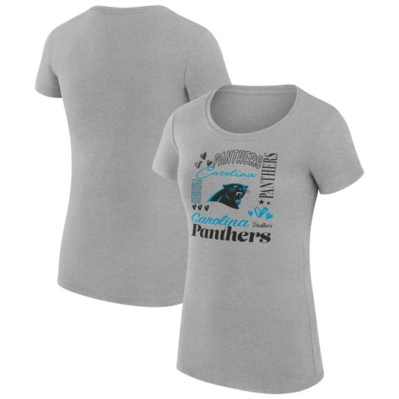 Women's G-III 4Her by Carl Banks  Heather Gray Carolina Panthers Super-Slim Fit Lightweight Collage Team T-Shirt