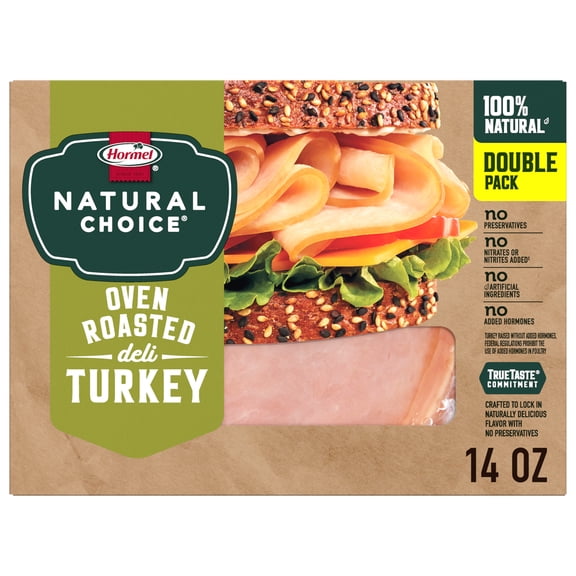 Hormel Natural Choice Oven Roasted Turkey Deli Lunchmeat, Double Pack 14 oz Resealable Package
