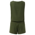 thumbnail image 6 of Women Shorts Sets Outfits Sleeveless Solid Square Neck Crop Tops Loose Shorts Trendy Suit Summer Outfits For Women Army Green L, 6 of 7