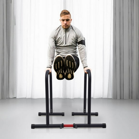 Adjustable Dip Station Body Press Bar Stand Fitness Strength Training Gym Home