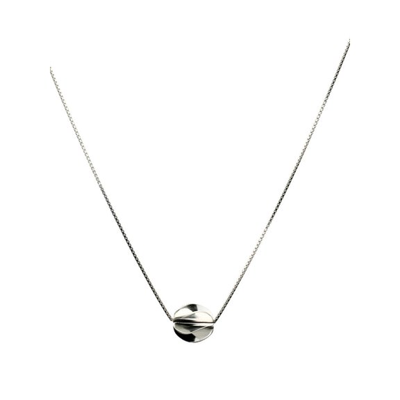 Sterling Silver Twist Bead Station Box Chain Necklace Adjustable 16" 2"
