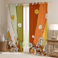 thumbnail image 2 of Homewish Rustic Daisy Flower Black Out Curtains,Colorful Geometric Striped Curtains Pack of 2 (42x63 Each),Country Mushroom Bedroom Curtains For Kids,Luxury Bedroom Decor, 2 of 6