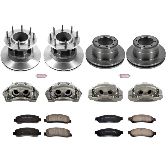 PowerStop Front and Rear Stock Replacement Brake Pad and Rotor Kit with Calipers Fits: FORD Select Models KCOE4032