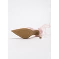 thumbnail image 2 of On feet & in love Women's Satin Pointed Toe Slingback Heels - Stiletto Dress Pumps with Sheer Ribbon Bow Detail,Pink, 2 of 7