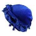 thumbnail image 3 of ZACPNCV Turban Head Wraps for Men Satin Lined Turban for Women Vintage Twist Velvet Durags Gifts Blue M, 3 of 6