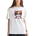 thumbnail image 2 of Playera Blanca Camiseta Unisex Estampada Gatito con Lentes, 2 of 4