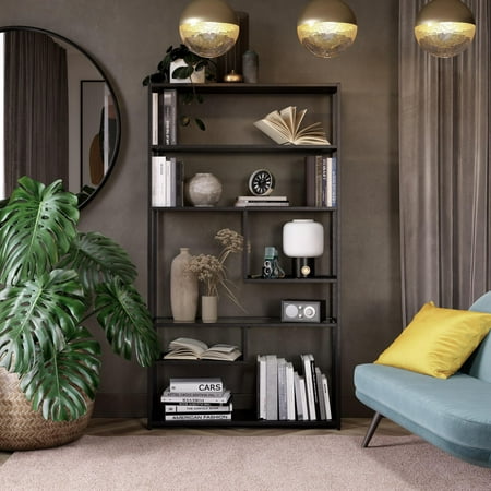 Dorel Living Moriah Bookcase Etagere Living Room Home Office Black Black Marble From Dorel Living Accuweather Shop