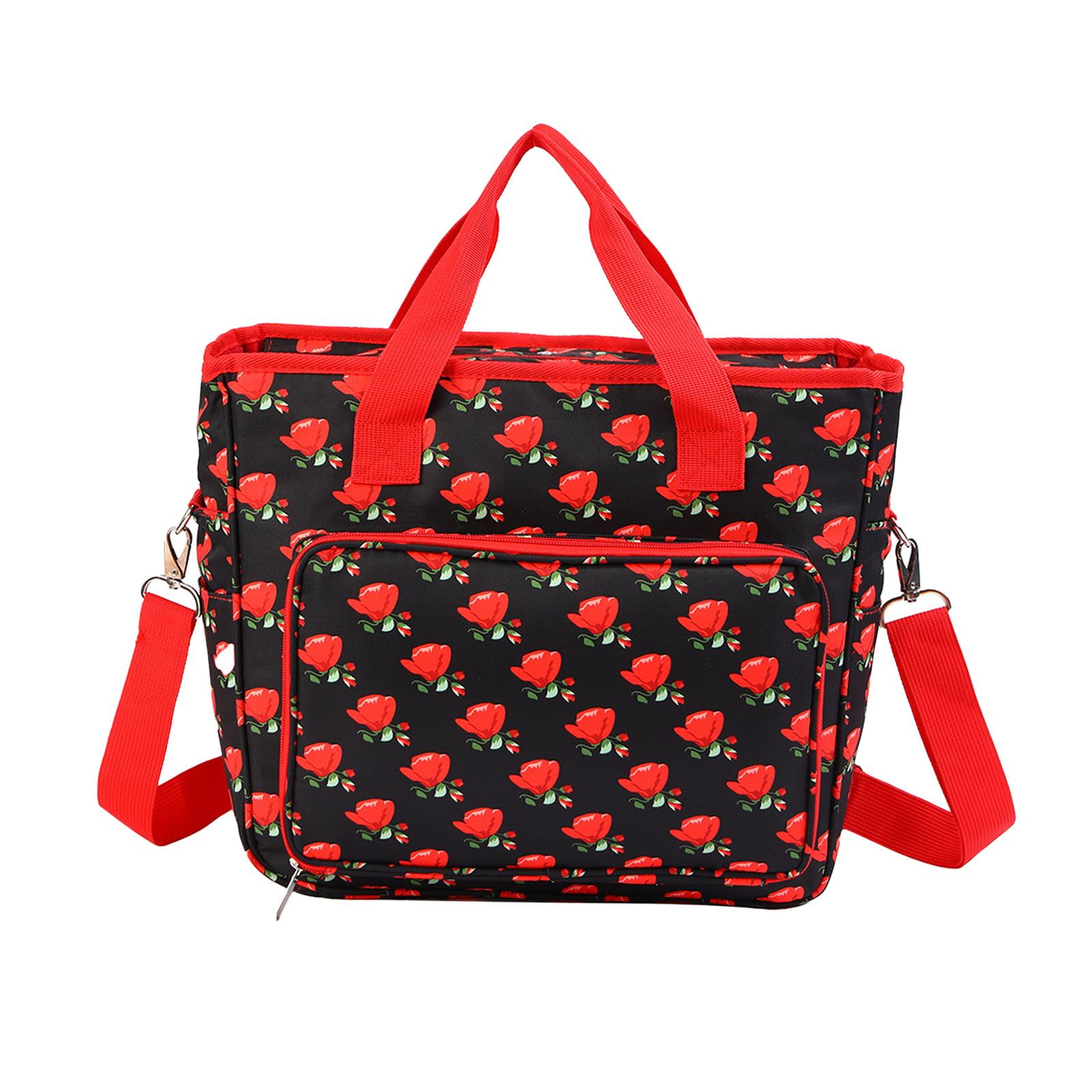 Wxqbjtam Yarn Storage Tote Bag Crochet Bag Lightweight Crochet Organizer Pockets Portable red