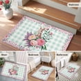 thumbnail image 5 of Area Rug 2 x 3 Ft, Easter Bunny Roses Indoor Accent Bathroom Rugs for Kitchen/Laundry Room, Pink Floral Spring Green Buffalo Plaid Washable Non-Slip Runner Floor Mat for Entryway, Living Room, 5 of 8
