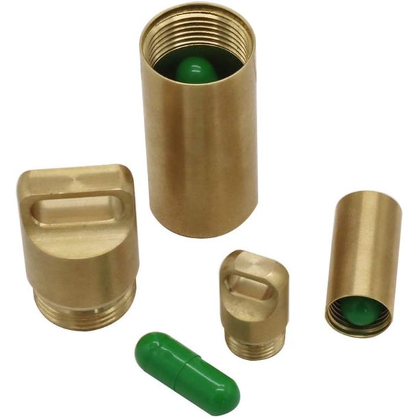 3 unids/set llavero de caja de pastillas de latón llavero de caja de pastillas impermeable para supervivencia de viajes al aire libre