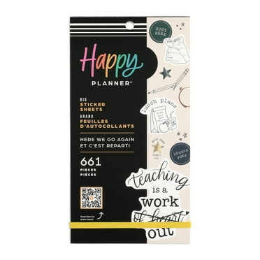 Happy Planner 30 Sheet Teacher Value Sticker Pack, Here We Go Again Theme, 661 Stickers Total