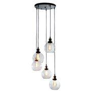 Warehouse of Tiffany Deeni Edison 5-light Adjustable-length Pendant Silver Tint Lamp