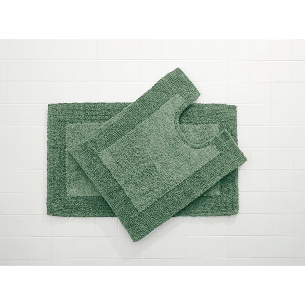 BrylaneHome 2 Piece Bath Rug Set Mats, Green