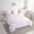 thumbnail image 2 of Homewish Purple Flower 7-Piece Twin Bedding,Cute Cartoon Themed Bedding Comforter Set,Light Gray Reversible, 2 of 8
