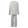 thumbnail image 5 of Fiaer,Womens Trendy Solid Lounge Wear Sets with Pockets,Crew Neck Long Sleeve Tshirts and Palazzo Lace up Pants 2 Pieces,Women's Loose Fit Plus Size Outfits Set Grey XXL, 5 of 5