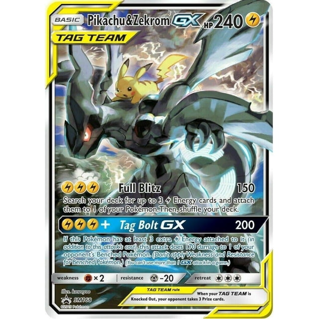 Juego de cartas coleccionables Pokemon Pikachu & Zekrom GX SM168