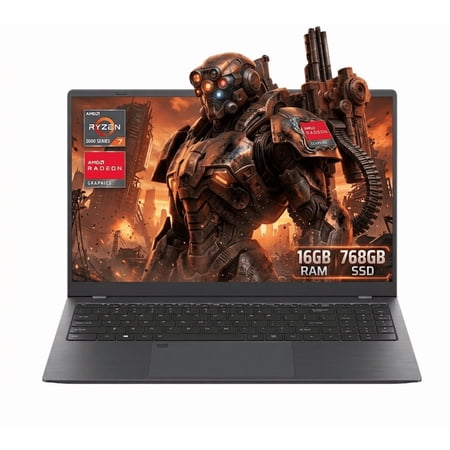Laptop 15.6 FHD Gaming Laptop, AMD Ryzen 7 5825U, 16GB RAM, 768GB SSD, Windows 11, Graphite, WiFi 5,Gray