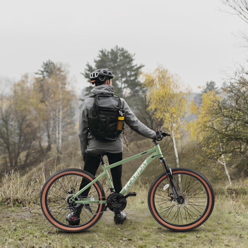 ENNSOO 27.5 Inch Mountain Bike for Adults, High Carbon Steel Frame, Disc Brake,21 speeds - Green