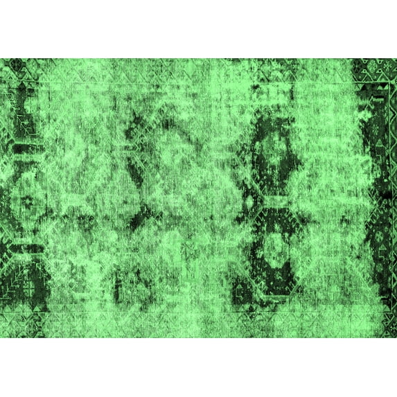 Ahgly Company Indoor Rectangle Abstract Emerald Green Modern Area Rugs, 7' x 10'