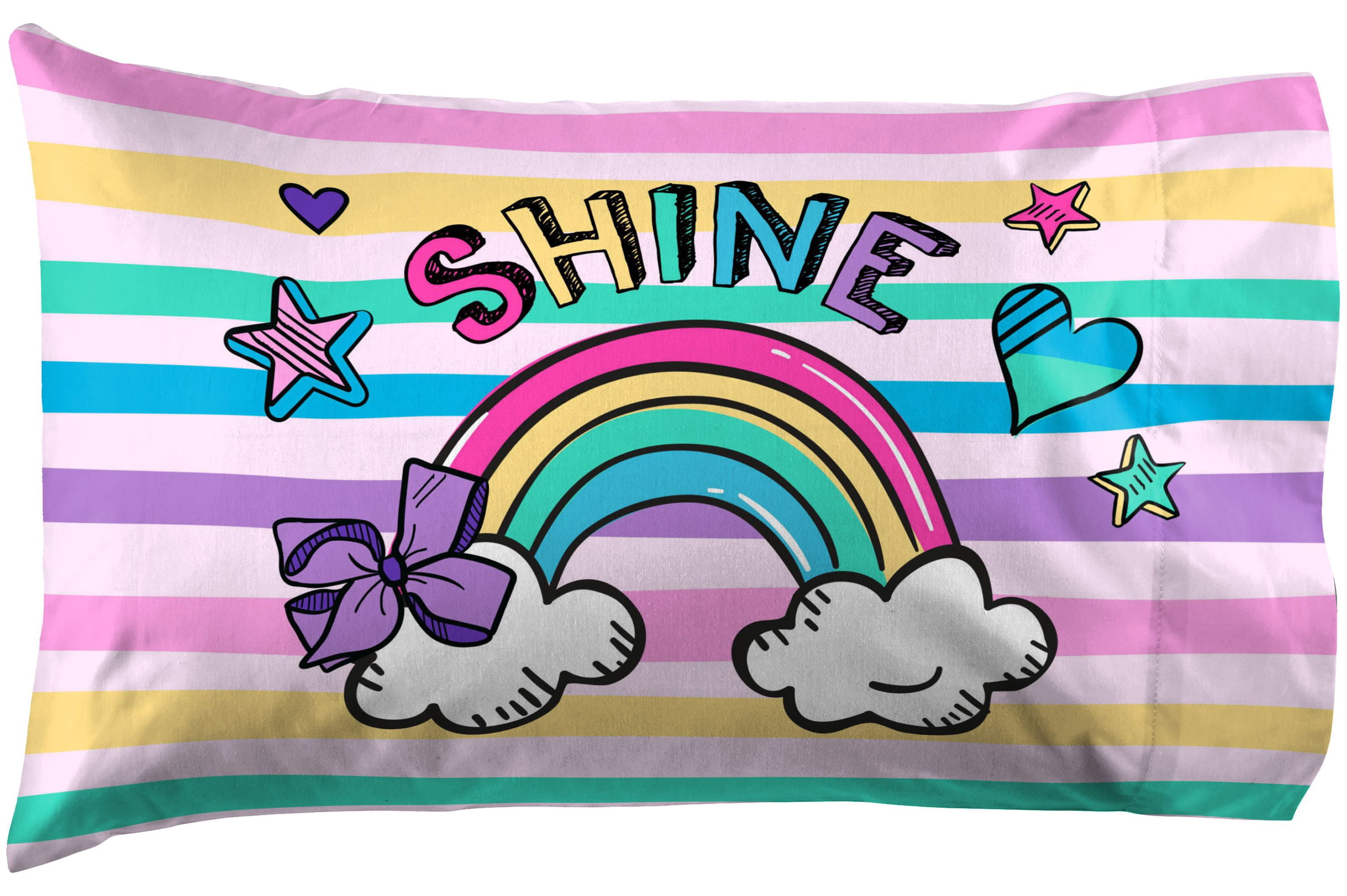Jojo Siwa 5-Piece Unicorn Shine Striped Kids Bedding Set w/ Reversible Pink Bows Comforter