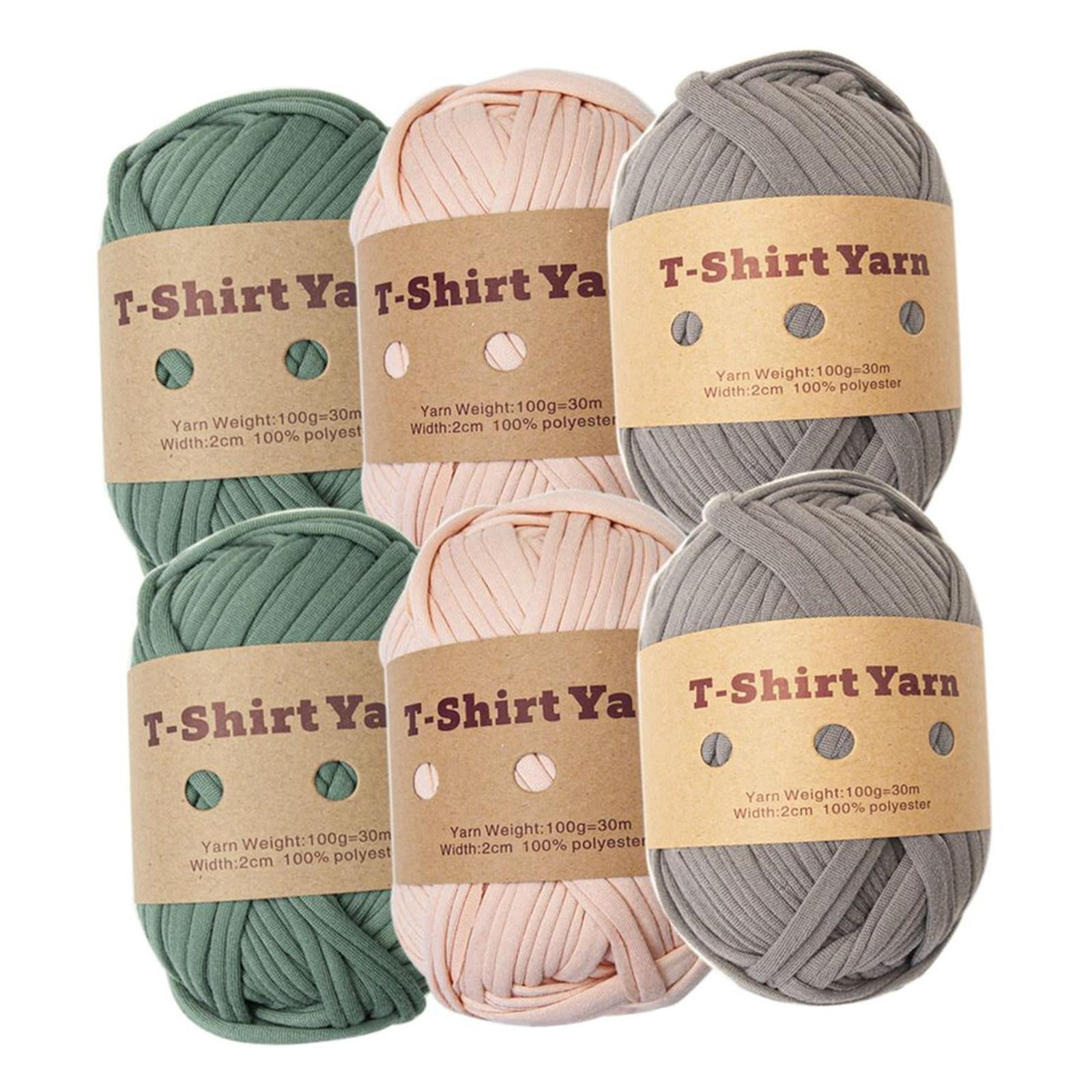 6x T Shirt Yarn Bag Making Supplies Easy to Wash Hand Knitting Knitting Yarn Weaving Thread Yarn for Baskets Pillow Rug Making Hats Sweaters Style C