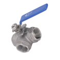 thumbnail image 2 of 3 Way Ball Valve 1in 304 Stainless Steel Female T Type Manual Drive for Water Oil Gas, 2 of 5