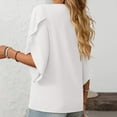 thumbnail image 6 of ZyeKqe Business Casual Tops for Women 3/4 Length Sleeve Top Asymmetrical V Neck Top Loose Fitted Chiffon Blouses, 6 of 6