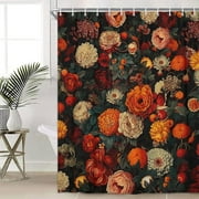 Bevtee Boho Floral Shower Curtain, Bathroom Fabric Shower Curtain Sets, Colorful Plant Shower Curtain with 12 Hooks , 72” x 72”