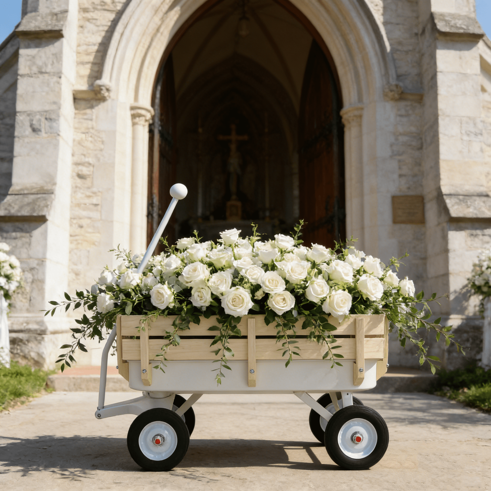 Outdoor Carriage, All Terrains, Wooden Railings, Solid Tires, Garden Carriage, Load-Bearing Capacity: 176lbs