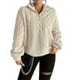 thumbnail image 2 of Winter Fleece Jacket for Women Zipper Stand Collar Casual Coats with Pockets Color S, 2 of 9